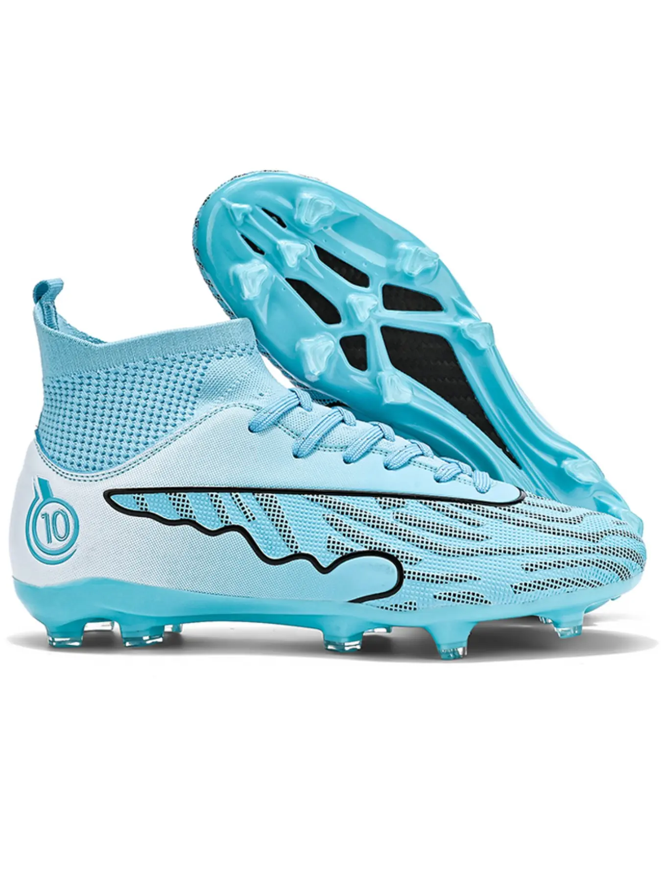 Unisex Professional Ag Football Shoes, Long Studs, Outdoor Sports Cleats, Artificial Grass, Lightweight Comfortable, Anti-Slip, Soccer Boots