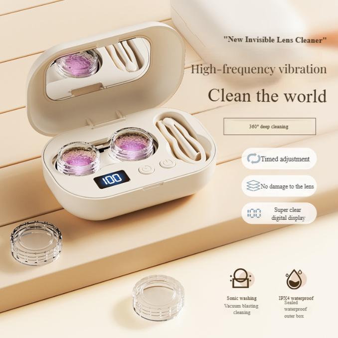 2026 Ultra-High Frequency Rechargeable Contact Lens Cleaner | Automatic Ultrasonic Cleaning Device with Extra-Long Battery Life | Portable Daily Storage Case for Travel Home Use