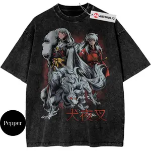 Inuyasha vs Sesshomaru Anime Streetwear Vintage Unisex T-Shirt, Inuyasha Graphic Tee, Crewneck Medium Cotton Short Slevee Casual Printed Summer