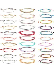 30 Pcs for Women Men Handmade Wrap Friendship Braided Bracelet Bohemian Rope Bracelet Set Colorful Wrist Cord Adjustable Birthday Gifts Party Favors Hypoallergenic Comfort Fit Durable Gift Box Packed