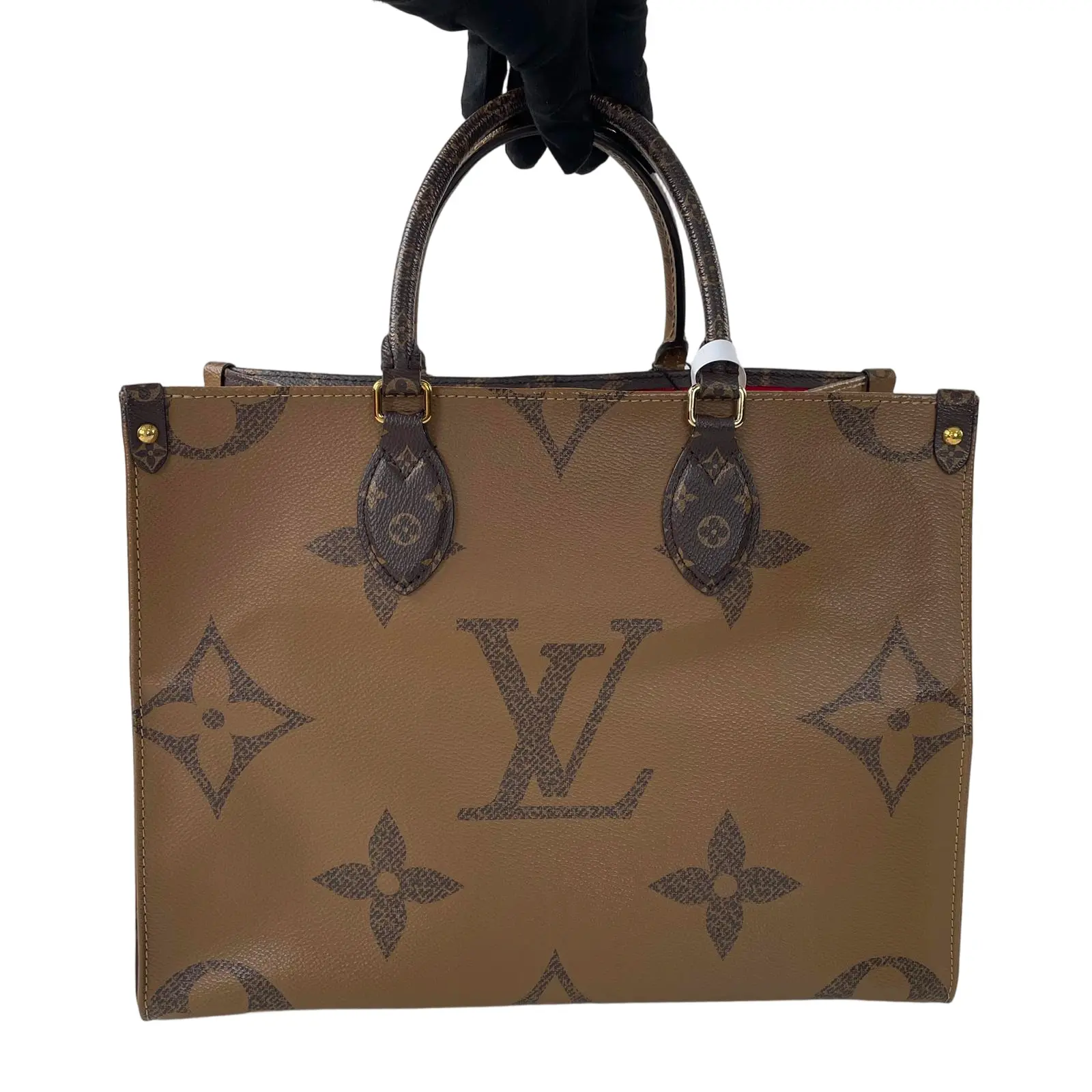Pre-owned Louis Vuitton leather Tote Bags Giant Monogram coated canvas OnTheGo MM medium tote bag+charm rrr