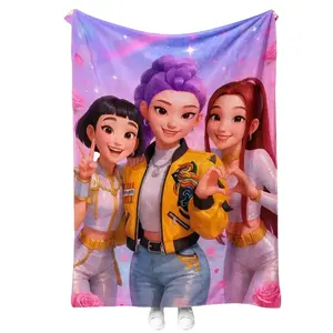 K-pop Demon Hunters Blanket - Ultra Soft & Cozy Polyester Flannel Throw Blanket for Sofa, Bed, Travel | Perfect Gift for Birthday, Christmas, Couple | the chair blanket