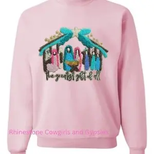 The greatest gift of all Jesus appliqué Patch crewneck sweater Womenswear