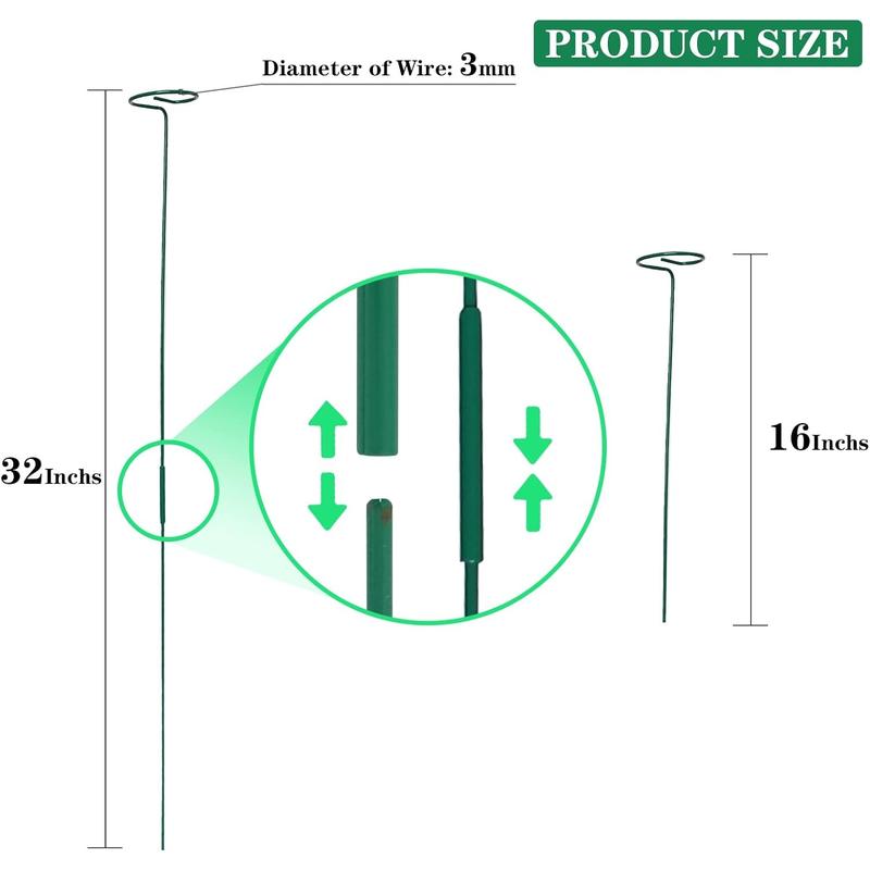 4 Pack Green Plant Stakes Set,16 Inches Plant Support Stakes for Outdoor Plants,Garden Flower,Tomato,Fasteners & Hooks,Christmas Party Gifts,Hand Tools Kits
