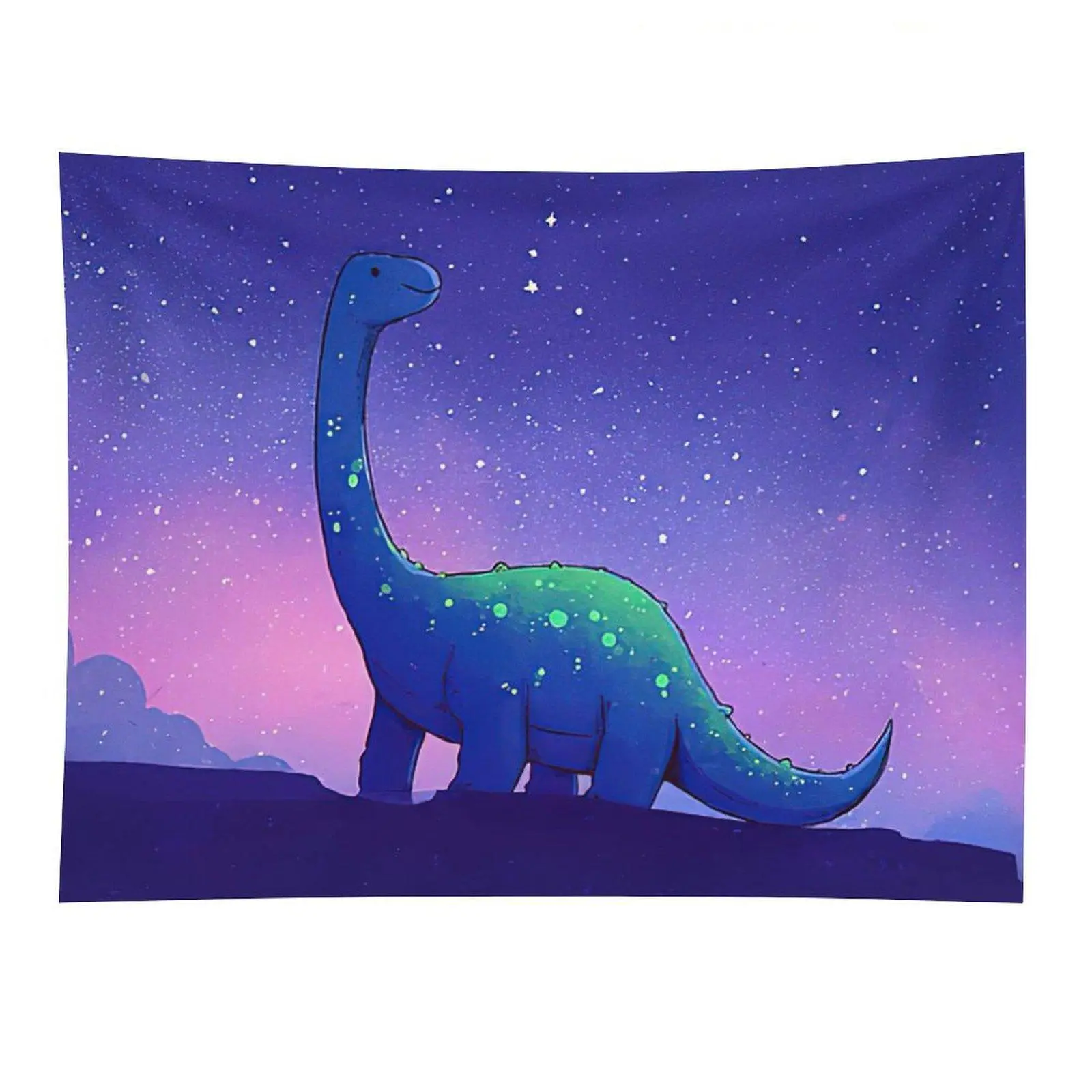 Starry Night Dinosaur Tapestry Blue Galaxy Dino Wall Hanging Decor