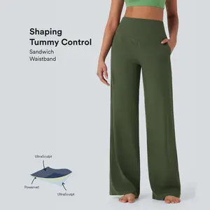 Halara UltraSculpt High Waisted Tummy Control Straight Leg Yoga Pants with Pockets