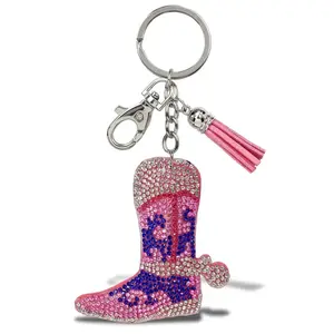 Sparkling Rhinestones Charm with Tassel - Boot