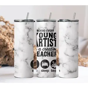 Behind every young artist is a creative teacher 20oz stainless steel skinny tumbler