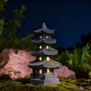 New Solar-Powered Creative Stone Tower Lantern, Garden Sculpture Decor, Courtyard Ornament, Villa Decoration Craft, Outdoor Art Piece