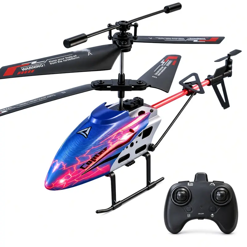 RC Helicopter Toys for Kids, Remote Control Helicopter with 2 Rechargeable Batteries, Gyro Stabilizer, One-Key Takeoff and Landing, LED Lights and 2 Speed Modes