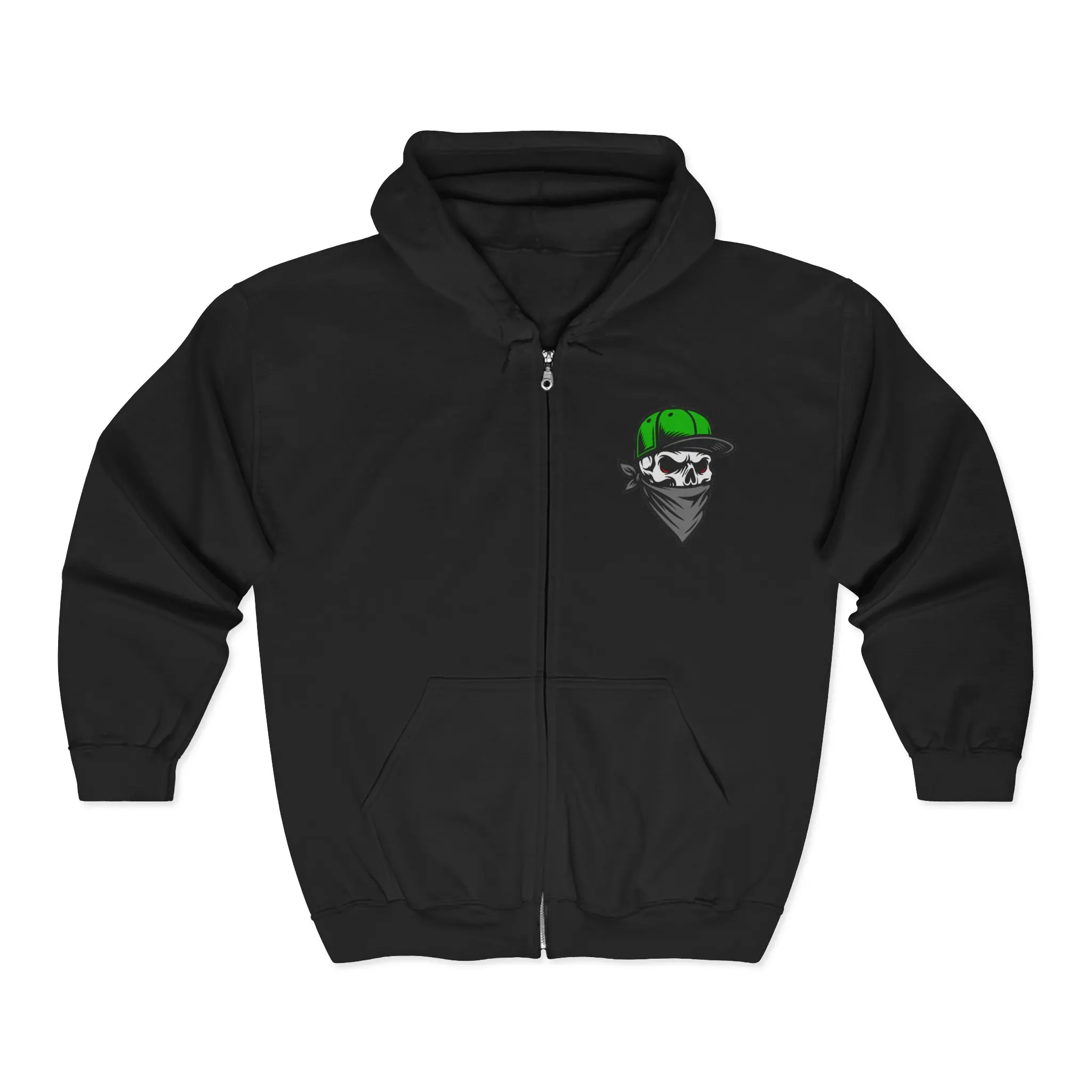 Hooligans Skull with Cap hoodie | Full Zip Hooded Sweatshirt