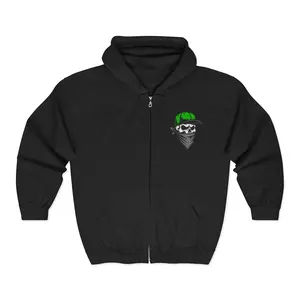 Hooligans Skull with Cap hoodie | Full Zip Hooded Sweatshirt