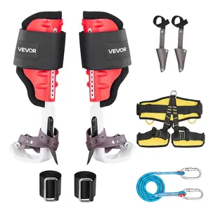 VEVOR Tree Climbing Spikes Set, Height-Adjustable Tree Climbing Gear with Straps Spike Protectors, 350 lbs Load Capacity, Durable Aluminum Climb Spurs Arborist Equipment for Fruit Picking Hunting