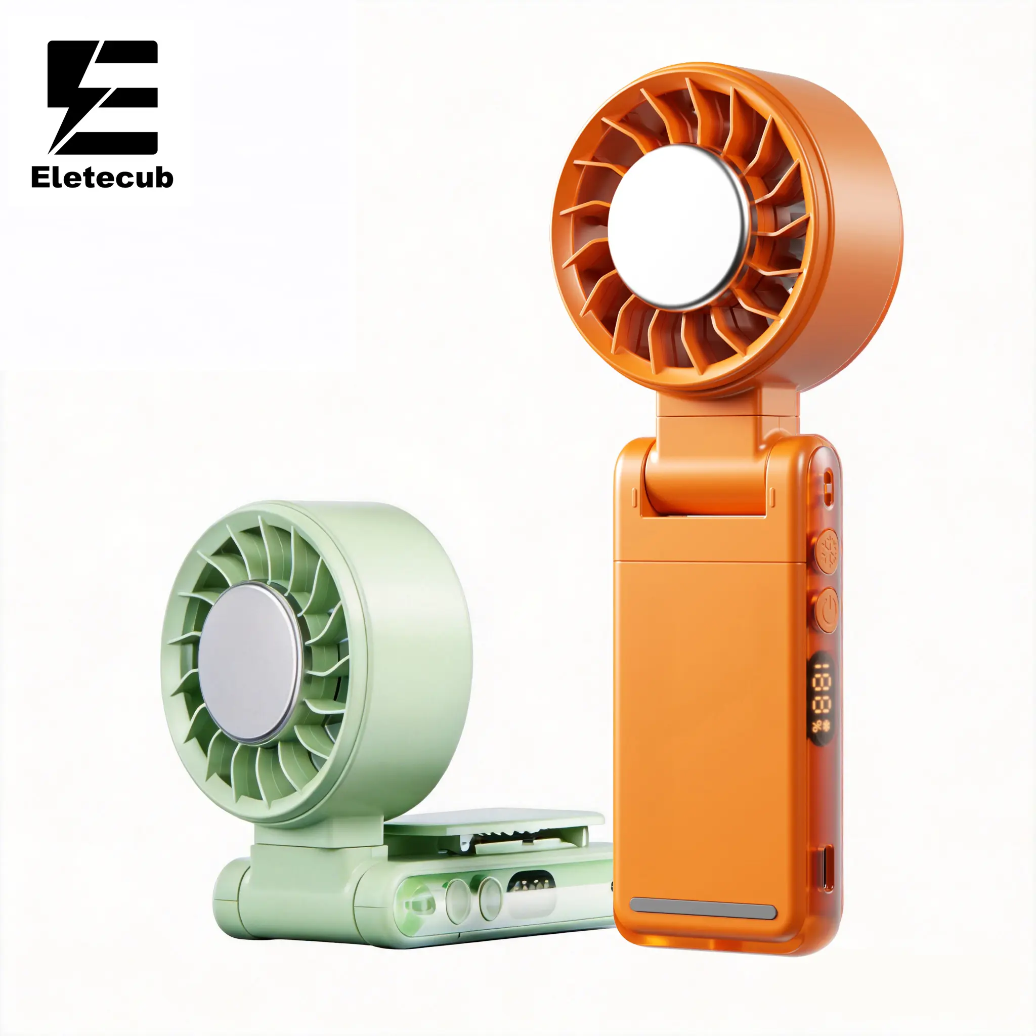 4-in-1 Handheld Mini Portable Fan Cooler Turbo Fan Adjustable Speed 360° Rotatable Foldable USB Rechargeable Pocket Fan for Summer Travel Outdoor Beach Office