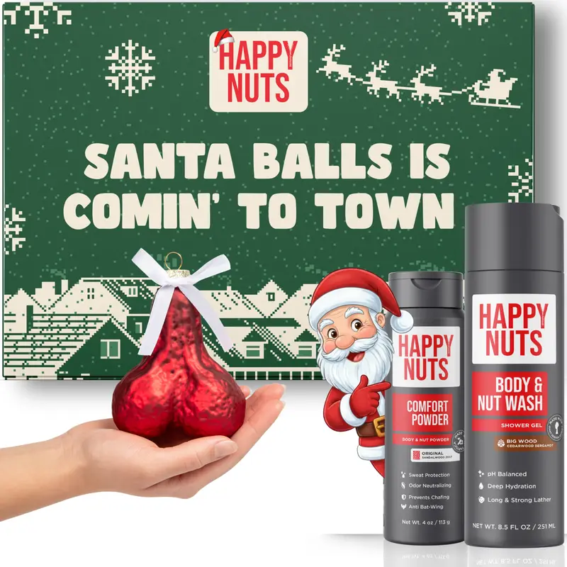 Happy Nuts Santa Balls Is Comin' To Town Holiday Gifting Set- Men's Self Care Gifting Set