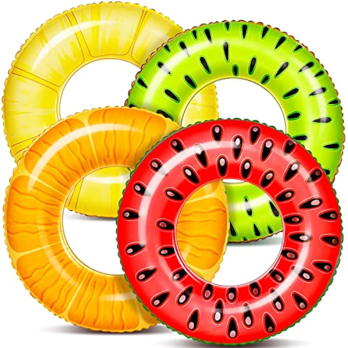 Sloosh 4 Pack Inflatable Pool Floats, Pool Tube Rings, Swim Tubes, Floaties Toys, Beach Swimming Party Toys for Kids and AdultsDealsForYouDays