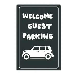 Welcome Guest Parking Sign – 12x8 Inch Rust-Free Metal Tin Sign, Fade-Resistant and Weatherproof, for Bar, Yard, Driveway, or Outdoor Parking Lot