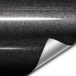 XPO Black Metallic Sparkle Gloss Vinyl  Wrap Film Roll DIY Easy to Install No-Mess (1ft x 5ft)