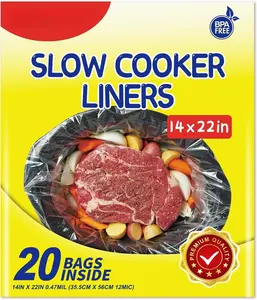 Slow Cooker Liners,6-10 Quart Cooking Bags  Size 14"x 22", Disposable Slow Cooker Bags Oval For Crock Pot 20 count