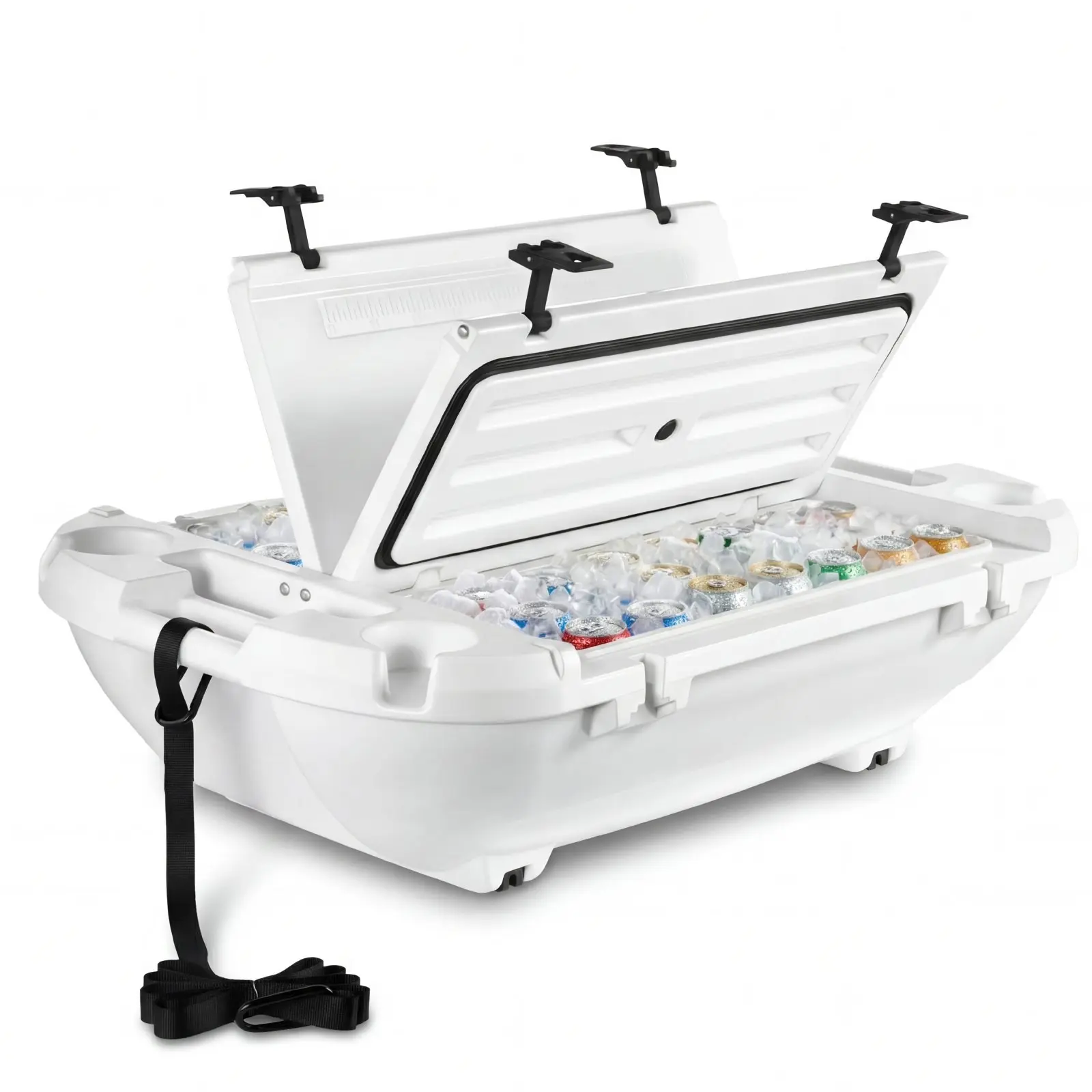 Floating Cooler 40-Quart Ice Chest With Dry Storage, Tow Rope, Amphibious LLDPE Drink Cooler For Water And Land, Stable And Smooth Cruising On Lake, River, Pool, Beach, Or Kayak, White