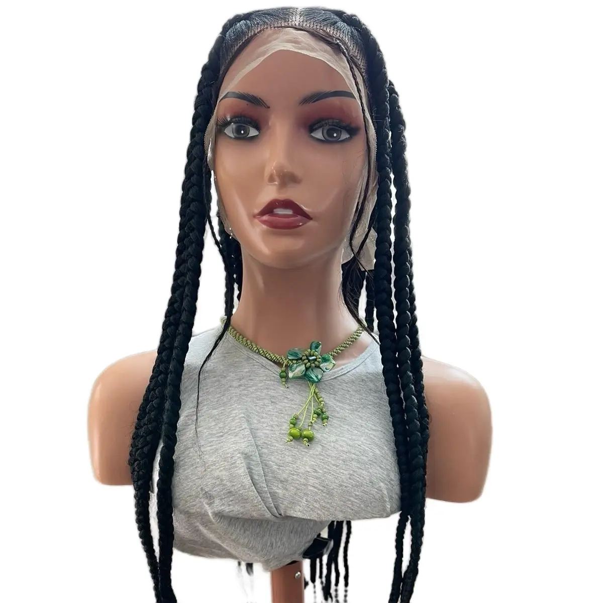 Full frontal lace big box braids wig with beads