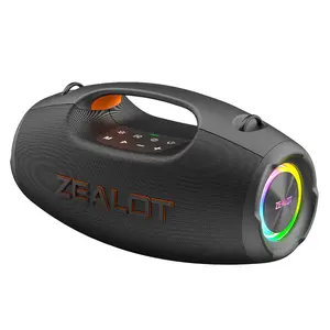 ZEALOT Beach Outdoor Portable Bluetooth Speaker, IPX6 Waterproof, 60W HD Stereo Sound Deep Bass, RGB Lights, 10H Playtime, Carry Strap for Beach Trip Camping Pool Party Home Gym