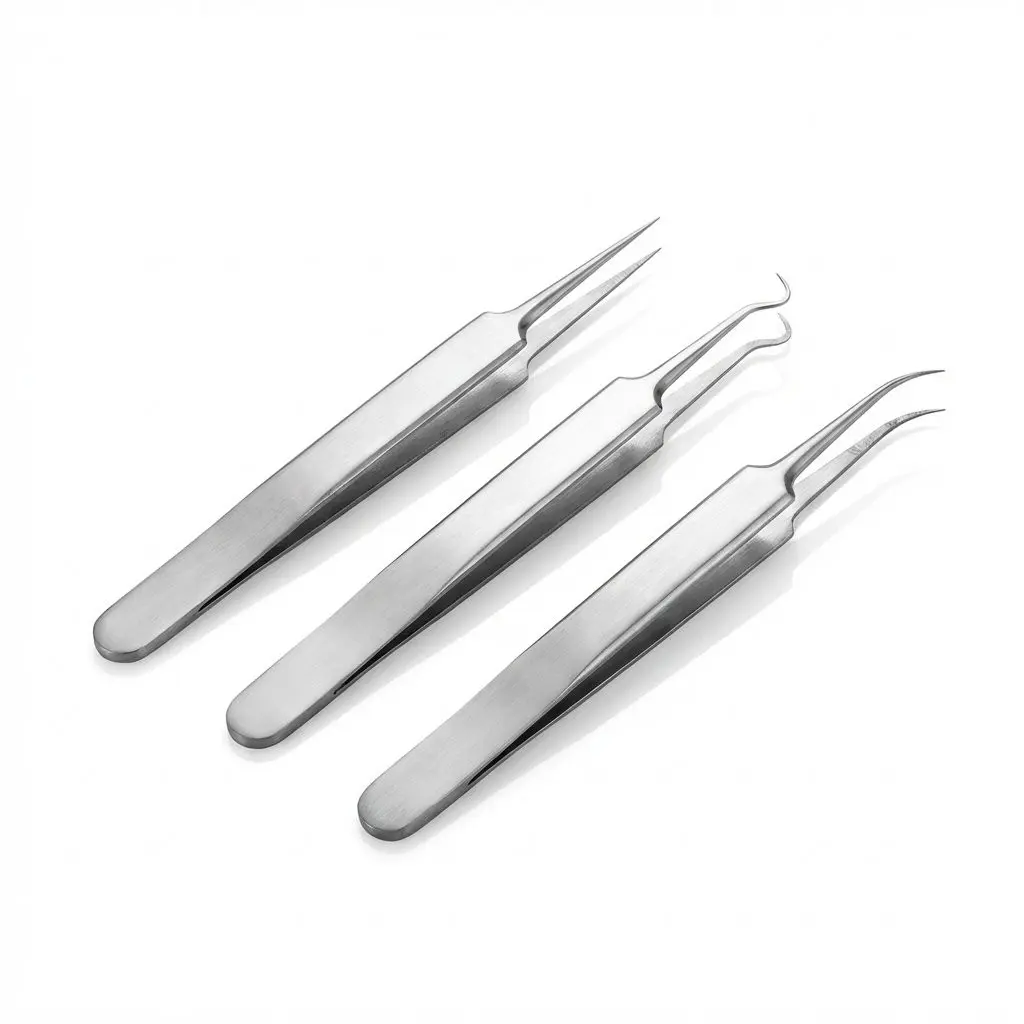 Precision Tweezers Set, Stainless Steel, Straight and Bent Tips, Angled Tip, Ideal for Crafts and Hobbies, Tweezers for Crafting, Non-Electric Tools, Splinters Removal Tweezers, Grip Tweezers