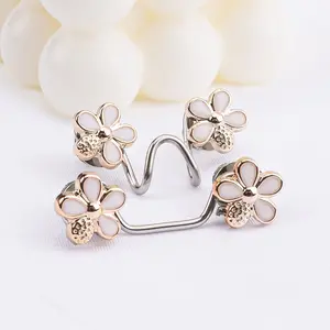 Flower Jean Waist Tightener, Detachable No-Sew Waistband Clips, Adjustable Fashion Buttons for Loose Jeans & Pants