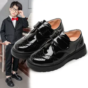 Children's Shoes, Boys' Leather 2025 New Black Soft Sole Speech Birthday Comfortable And Elegant Shoes