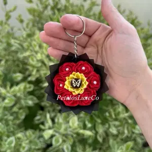 Handmade Ribbon Rose Keychain Adorable Bouquet with Satin Ribbon & Pearl Accents Perfect Gift for Any Occasion Charms Butterfly