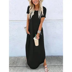 Women’s Sleeveless Maxi Dress Crew Neck Casual Loose Fit Summer Dress