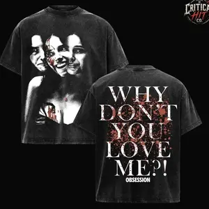 Vintage Obsession 2026 Horror Movie Acid Wash Oversized T-Shirt, Retro Slasher Film Graphic Tee, Premium Heavyweight Cotton Dark Horror Streetwear Fashion Top, Psychological Thriller Aesthetic Unisex Fan Merch, TikTok Viral Horror Washed Tee H4C
