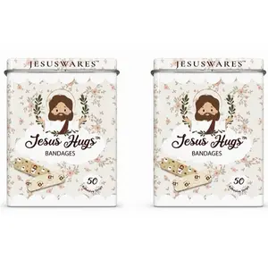 Jesus Hugs Bandages 2-Pack Easter 100 Sterile Adhesive Strips 5 Designs Latex-Free Water Resistant Safe for Children & Adults 3.75"x2.75"x1" Aid Healthcare
