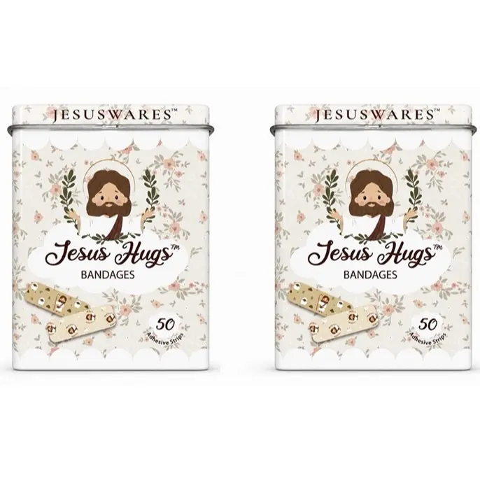 Jesus Hugs Bandages 2-Pack Easter 100 Sterile Adhesive Strips 5 Designs Latex-Free Water Resistant Safe for Children & Adults 3.75"x2.75"x1" Aid Healthcare