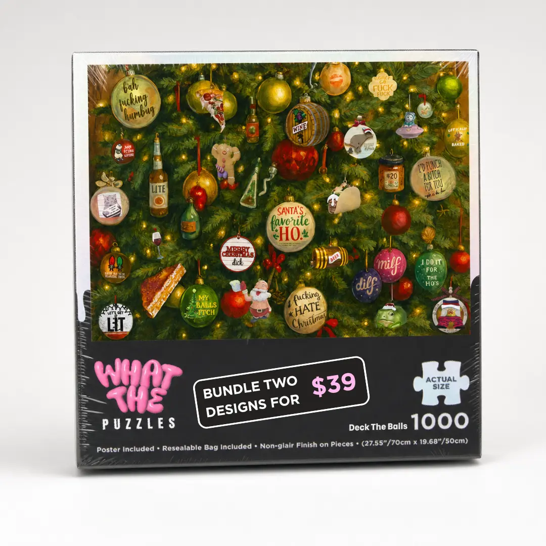 Deck The Balls – 1000 Piece Jigsaw Puzzle for Adults, Funny Sarcastic Christmas Puzzle White Elephant Secret Santa Gag Gift, 27.55" x 19.68" Jigsaw Puzzles 1000 Pieces