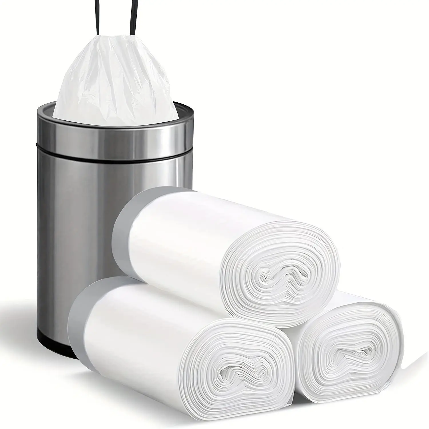 Small drawstring garbage bags, trash can liners, Drawstring Bin Bags, Drawstring Trashbags, suitable for use in bathrooms, bathrooms, bedrooms, offices and toilets.