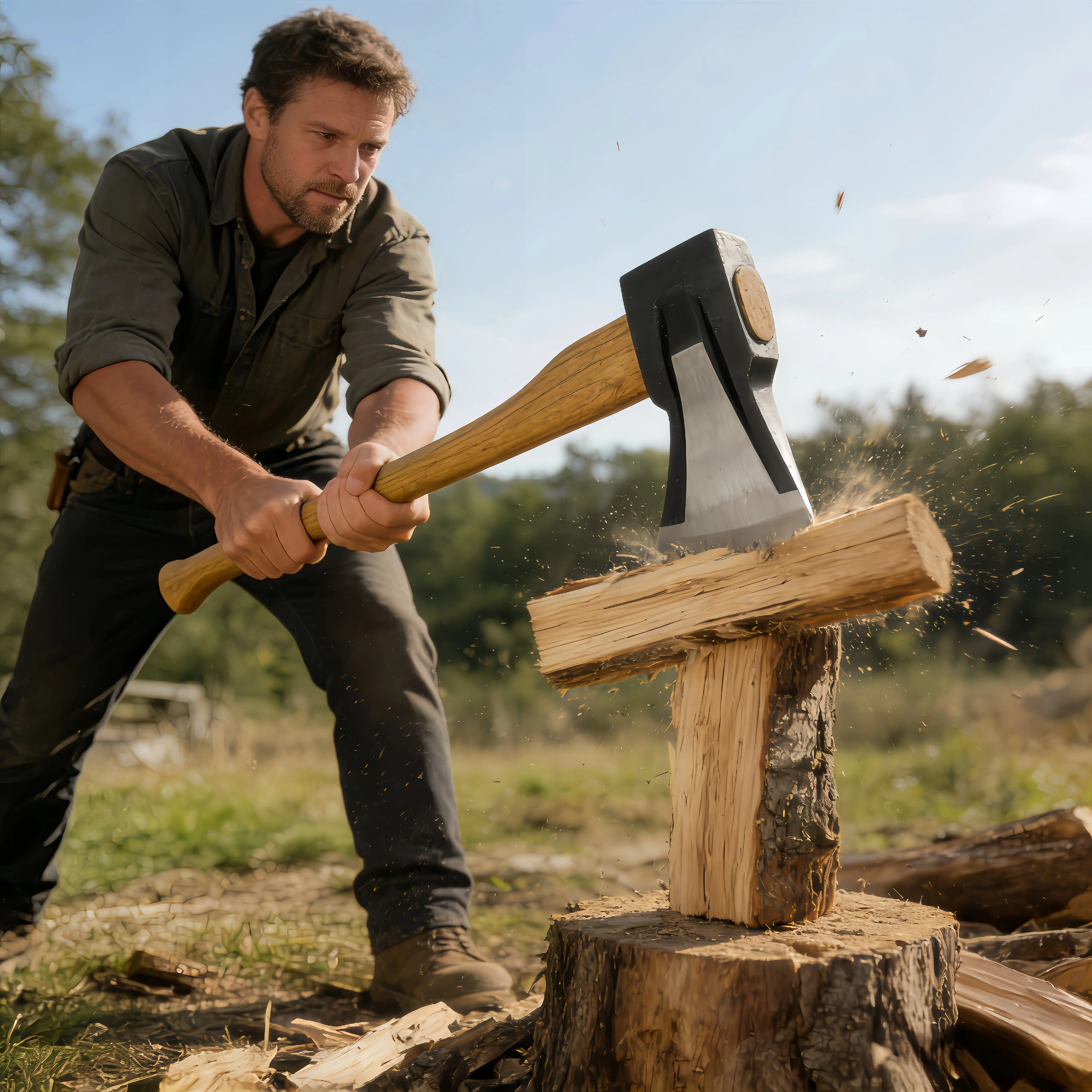 Vaseeka Ash Handle Splitting Axe 7.2 lbs  31.52 inches long - Ideal for splitting firewood, wood chopping, and felling. Woodworking Tools Hardware Heavy Duty Cutting