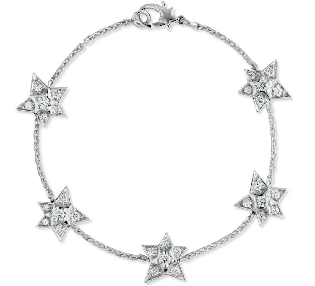 Pre-owned Chanel COMÈTE GÉODE bracelet 18K white gold, dias,2026 full set