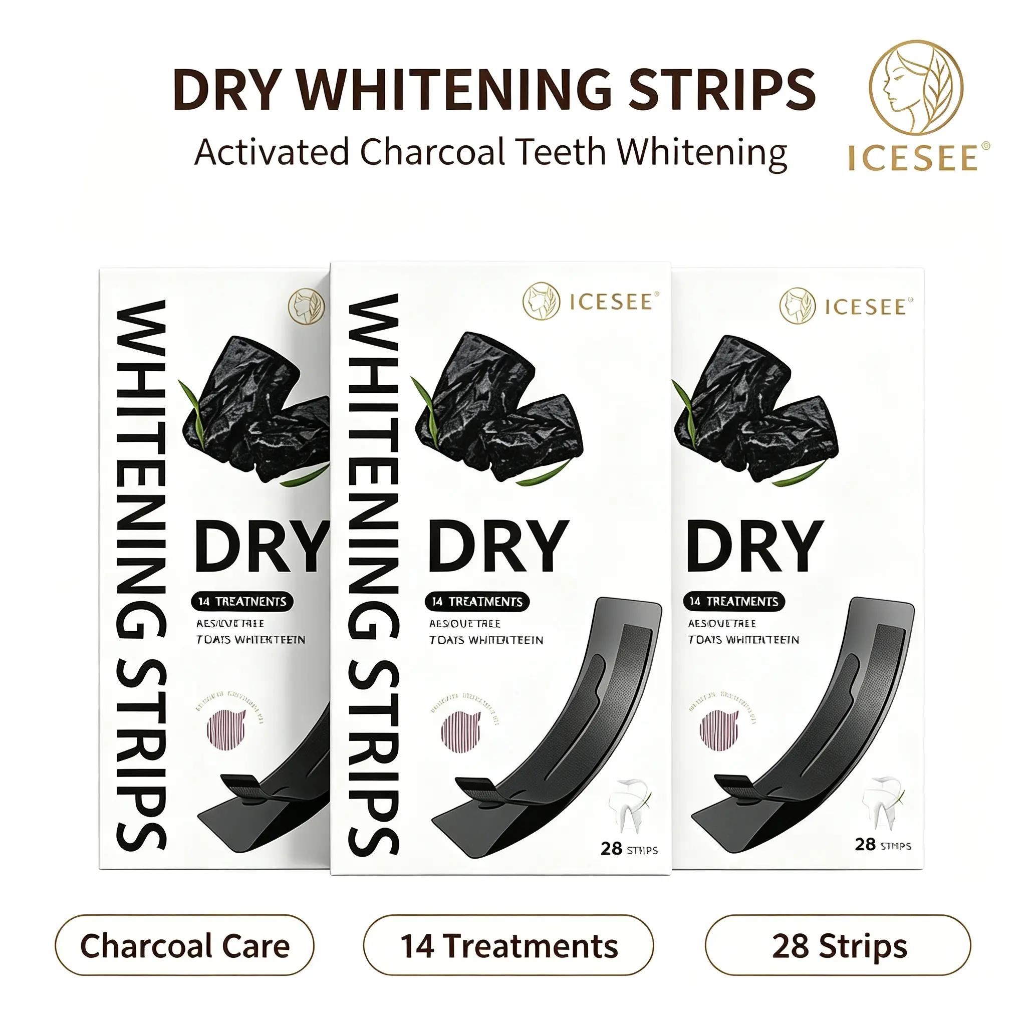 ICESEE 3pcs Bamboo Charcoal Strips: Your 3-Day Express Brightening Trial! Professional White, Zero Sensitivity#summerwins #dealsforyoudays