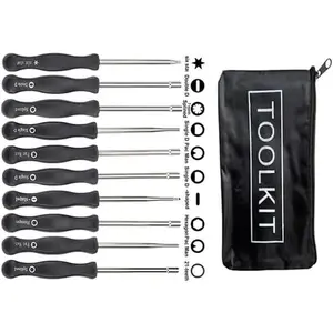 10 Pack Carburetor Adjustment Tool with Acircle Scredrivers Tune up kit Carburator Adjusting for 2-Cycle Small Engine STHIL ECHO MTD Ryobi Homelite Trimmer Poulan Weedeater  ( black Tool bag)
