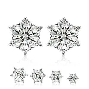 Moissanite 0.5ct-3ct Ice Crystal Snowflake Earrings, Sparkling Icy Shine, Winter Refined Jewelry,  Earrings Accessories,  Chic Fashion Jewelry, Fashion Pairings, Christmas Must-Have Stud Earrings, A Romantic Gift for Any Occasion mothersdaygift
