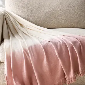 Z Gallerie Mira Cotton Throw Blanket, 50"x60" Mocha Rose-Smoke - Cozy Warm, Lightweight Cozy, Decorative, Bohemian Drip, Textured Sofa Blanket
