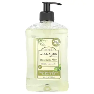 A La Maison de Provence Liquid Soap For Hand & Body, Rosemary Mint, 16.9 fl oz (500 ml)