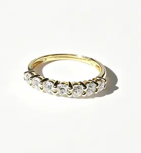 14k 0.7ct Real Diamond Seven Princess Round Half-Eternity