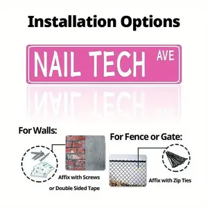 Gift Vintage Nail Tech Ave Metal Tin Sign Pink Funny Street Tin Signs Nail Salon Decor Beauty Room Salon Wall Decor Decoracion 4x16 Inch Gifts for Nail Techs Desk Signage Decoration Rectangle Design Acrylic Photo Plaque