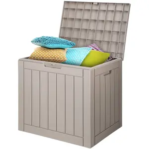 fathersdaygift VEVOR Outdoor Storage Box, 31 Gallon Resin Deck Box, Backyard Outside Toy and Towel Storage Cabinet Waterproof, for Patio Furniture Cushions, Garden Tools, Pool Supplies Package Delivery (Grey)