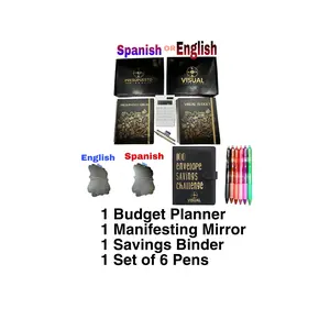 Budget Planner - Manifesting Mirror - Savings Binder - Erasable Gel Pens 4 Item Combo