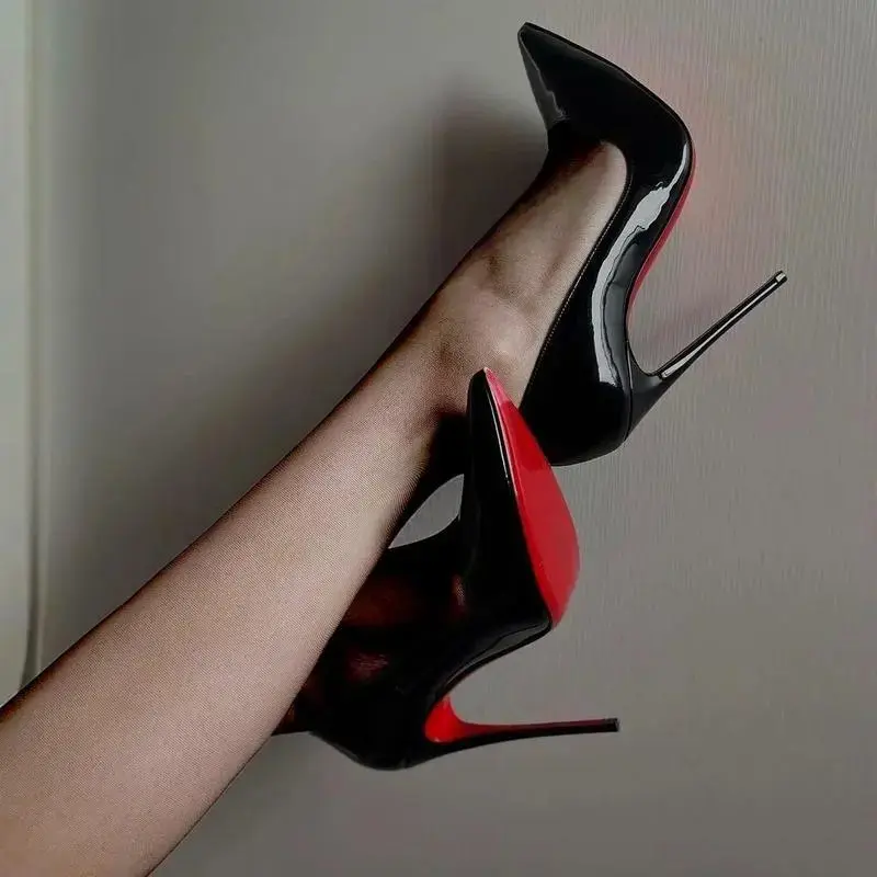 New 2025 Autumn Black Patent Leather Pointed Women's High Heels Sexy Women's Dresses Slim High Heels Walking Shoes Girl(Raincoats)Gift New 2025 Autumn Black Patent Leather Pointed Women's High Heels Sexy Women's Dresses Slim High Heels Walking Shoes Girl(Raincoats)Gift