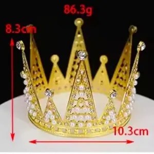 Crown for Bouquet 86.3g Gold Color with Rhinestones 8.3cm Height 10.3cm Width Perfect for Party Decorations