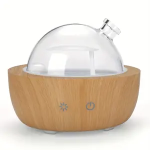 Wood Grain Glass Essential Oil Diffuser, Soundwave technology Mute/seven-color Light Adjustable Aromatherapy Machine, Automatic Closing Humidifier, Suitable for Bedrooms, Living Rooms, Offices